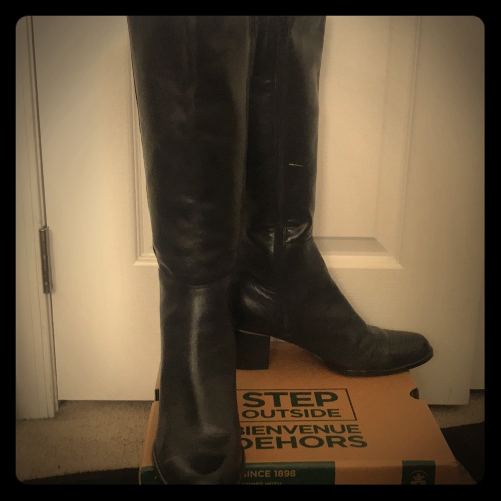 Black Knee-length Genuine Leather Boot